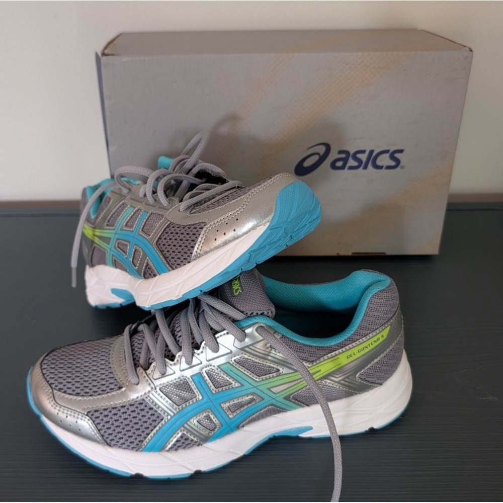 Asics Gel Contend 4 Silver Sharp Green Running Shoes T765Q 9339 Womens 7 1/2 NEW